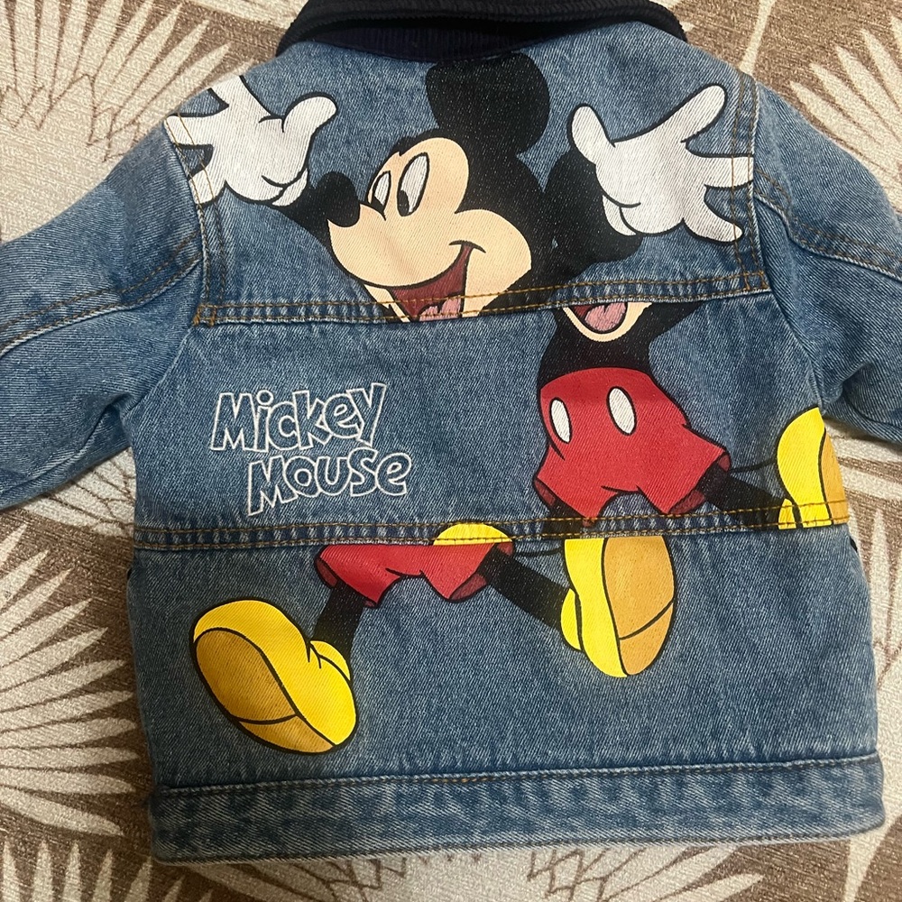 Zara *RARE* Mickey Denim Jacket, Fleece lined 9-12m, unisex, Disney - Picture 3 of 4